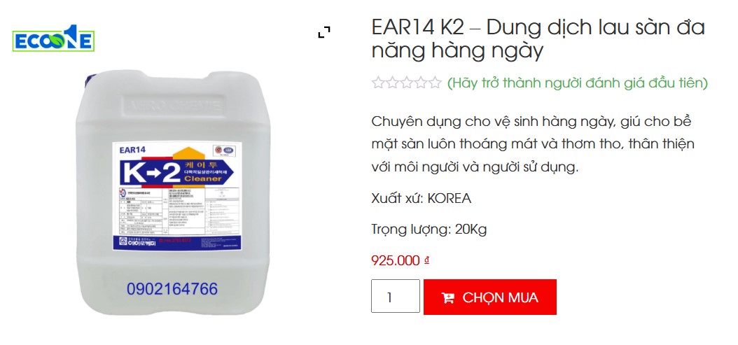 EAR14 K2 – Nước lau sàn đa năng hằng ngày